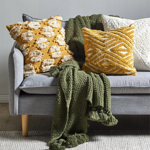 Ochre throws sale and cushions